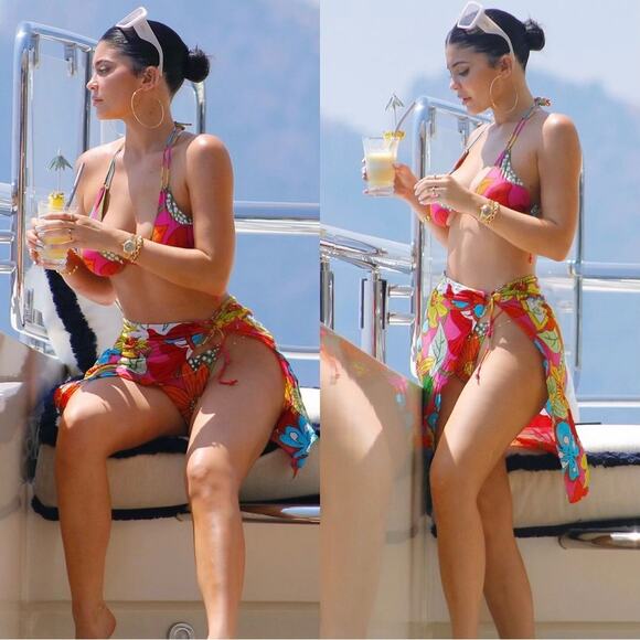 AUTH VTG Christian Dior Retro Floral Print Colorful Bikini Swimsuit Set - Picture 3 of 16